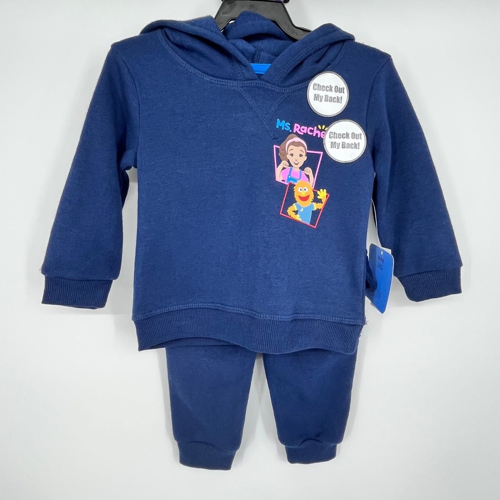 Ms.‎ Rachel Hoodie and Pant Set Kids 12M Navy Blue Fleece Graphic Cargo Pocket